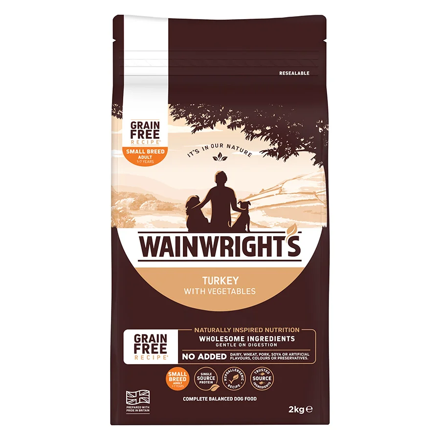 Luxury Wainwright x27 s Grain Small Breed Adult Dry Dog Food Turkey 2kg Safe