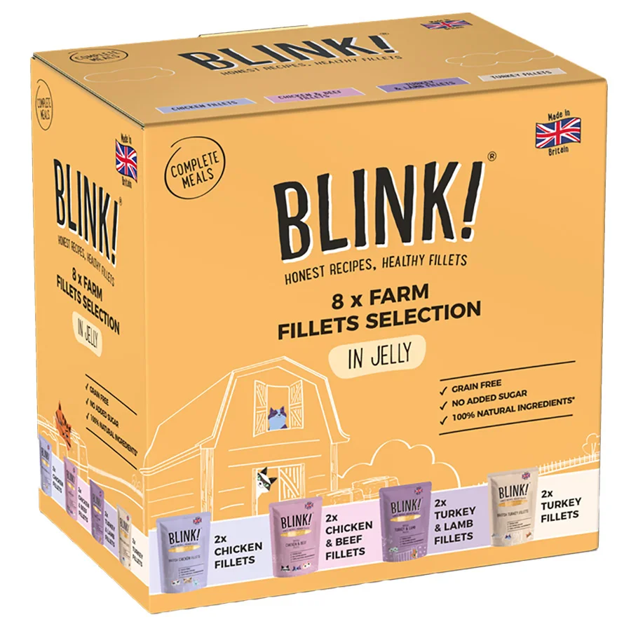 Lightweight Blink Wet Adult Cat Food Farm Fillets In Jelly 8x85g Unique