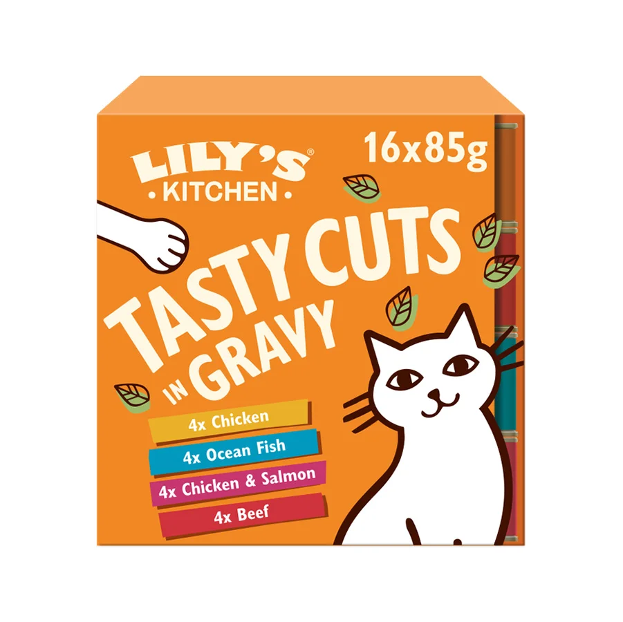 Smooth Lily x27 s Kitchen Wet Adult Cat Food Tasty Cuts in Gravy Selection 16x85g First-Class