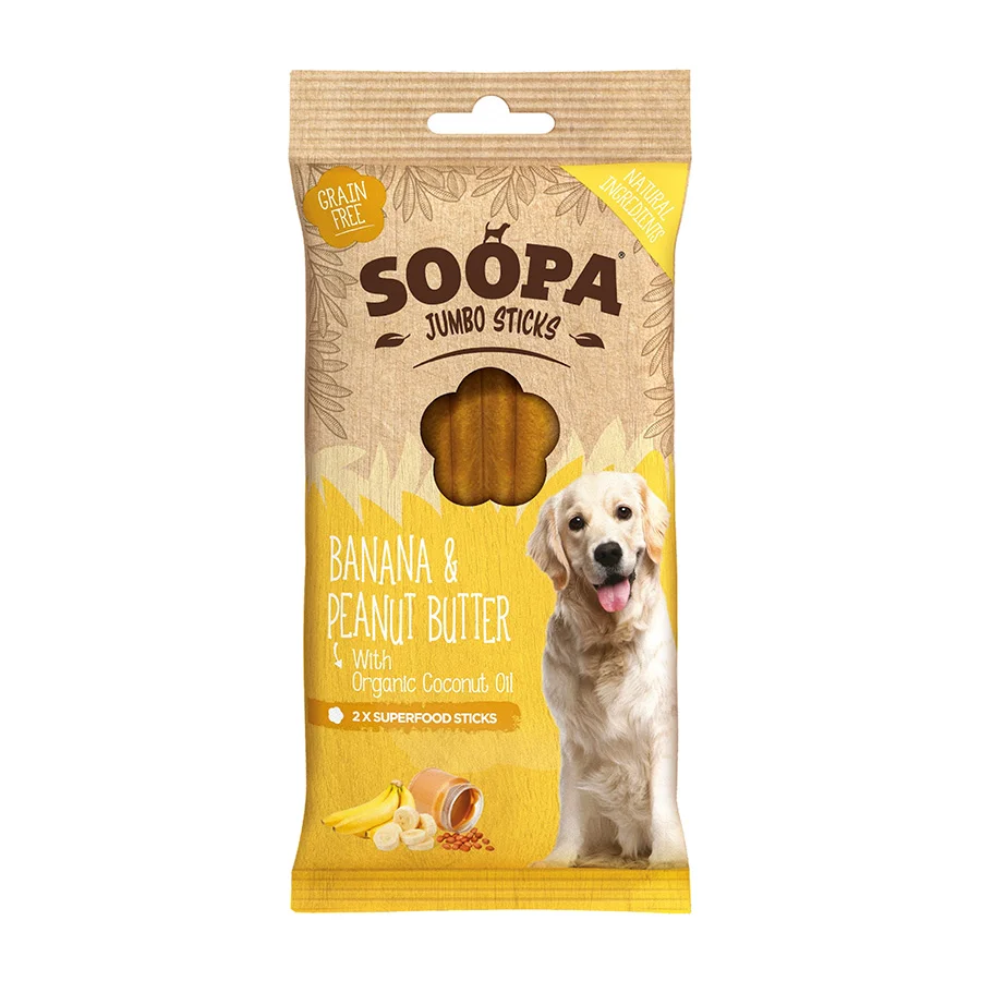 Contemporary Soopa All Natural Jumbo Stick Dog Treats Banana Peanut Butter 2 Pack 170g Next-Generation