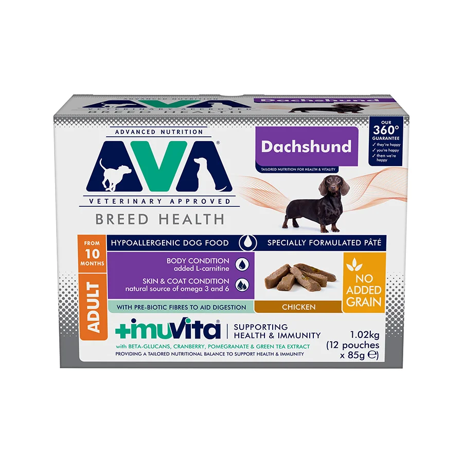 High-End AVA Breed Health Dachshund Adult Wet Dog Pâté 12x85g Healthy