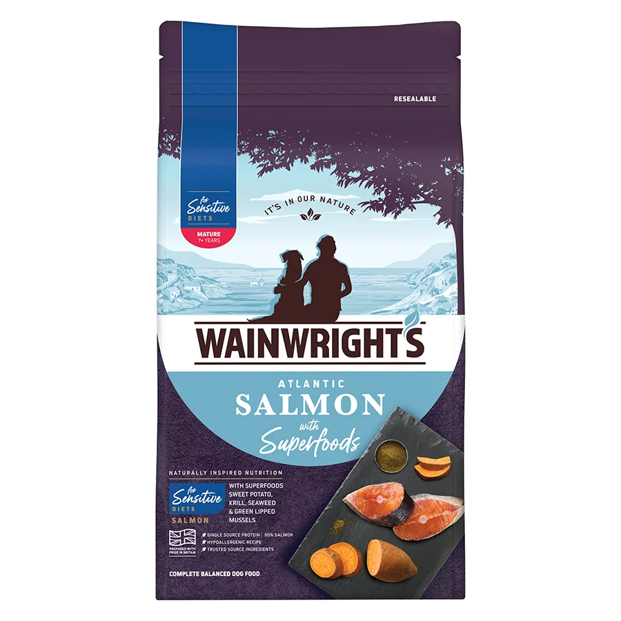 Top-Quality Wainwright x27 s Sensitive Mature Dry Dog Food Atlantic Salmon With Superfoods 2kg Quality