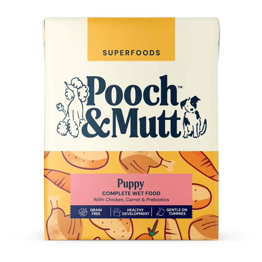 Organic Pooch Mutt Puppy Wet Dog Food Chicken 375g Green