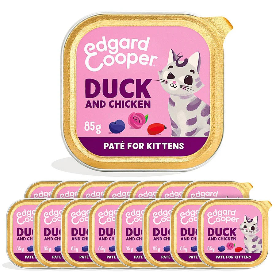 Luxury Edgard Cooper Grain Wet Kitten Food Pate Duck Chicken 16x85g Fast