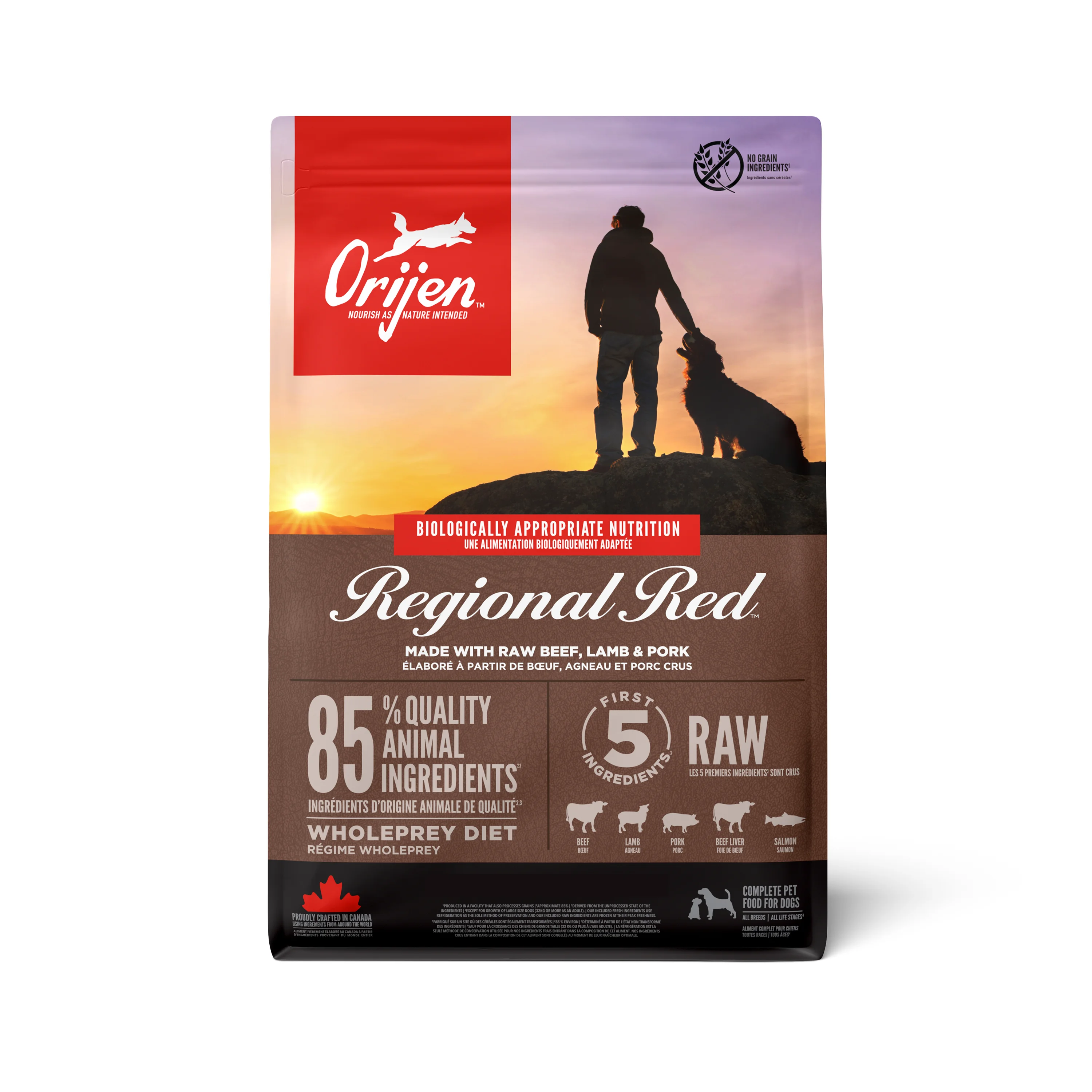 Convenient ORIJEN Regional Red Adult Dry Dog Food with Beef Lamb Pork Smart