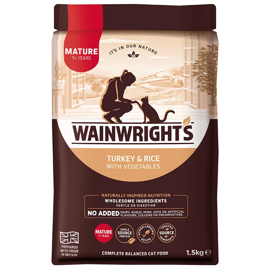Elite Wainwright x27 s Mature Cat Dry Food Turkey Rice with Veg 1.5kg Original Design