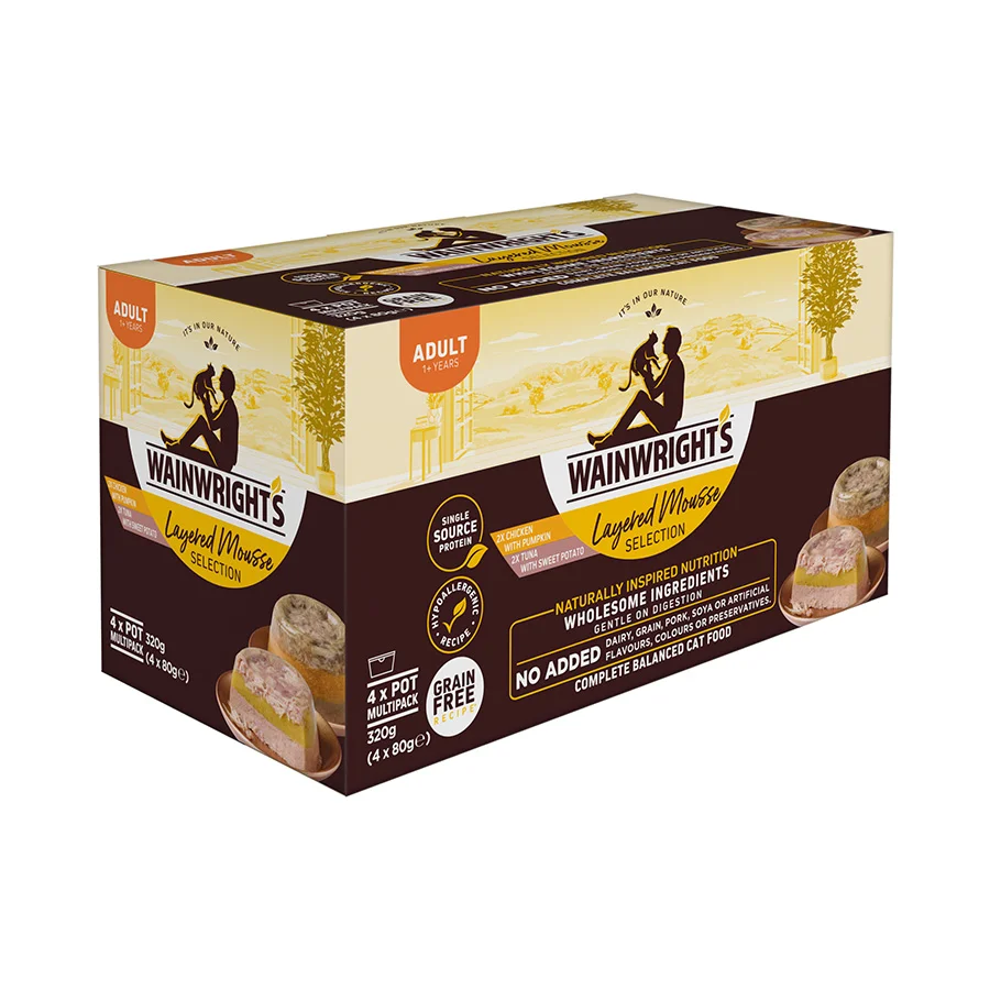 Pure Wainwright x27 s Grain Adult Cat Wet Food Layered Mousse Selection 4x80g Classic