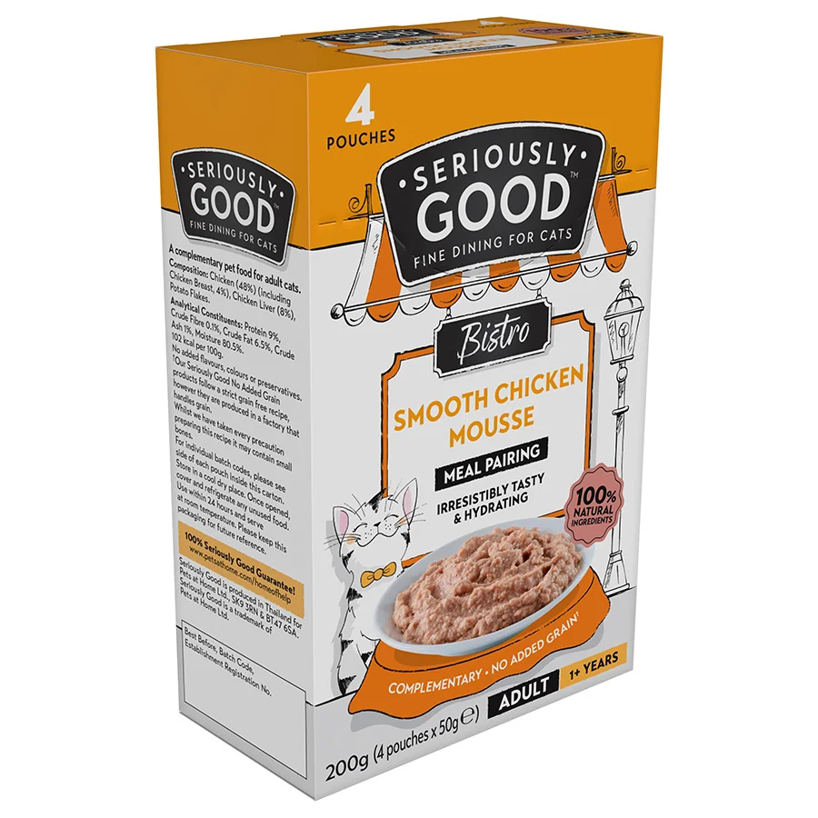 Versatile Seriously Good Wet Adult Cat Food Topper Chicken Mousse Meal Pairing 4x50g Outstanding