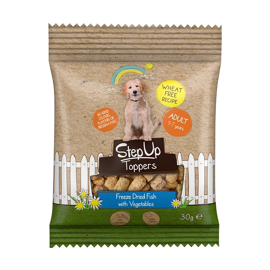 Optimized Step Up Naturals ze Dried Adult Dog Food Toppers Fish with Veg 30g Long-Lasting