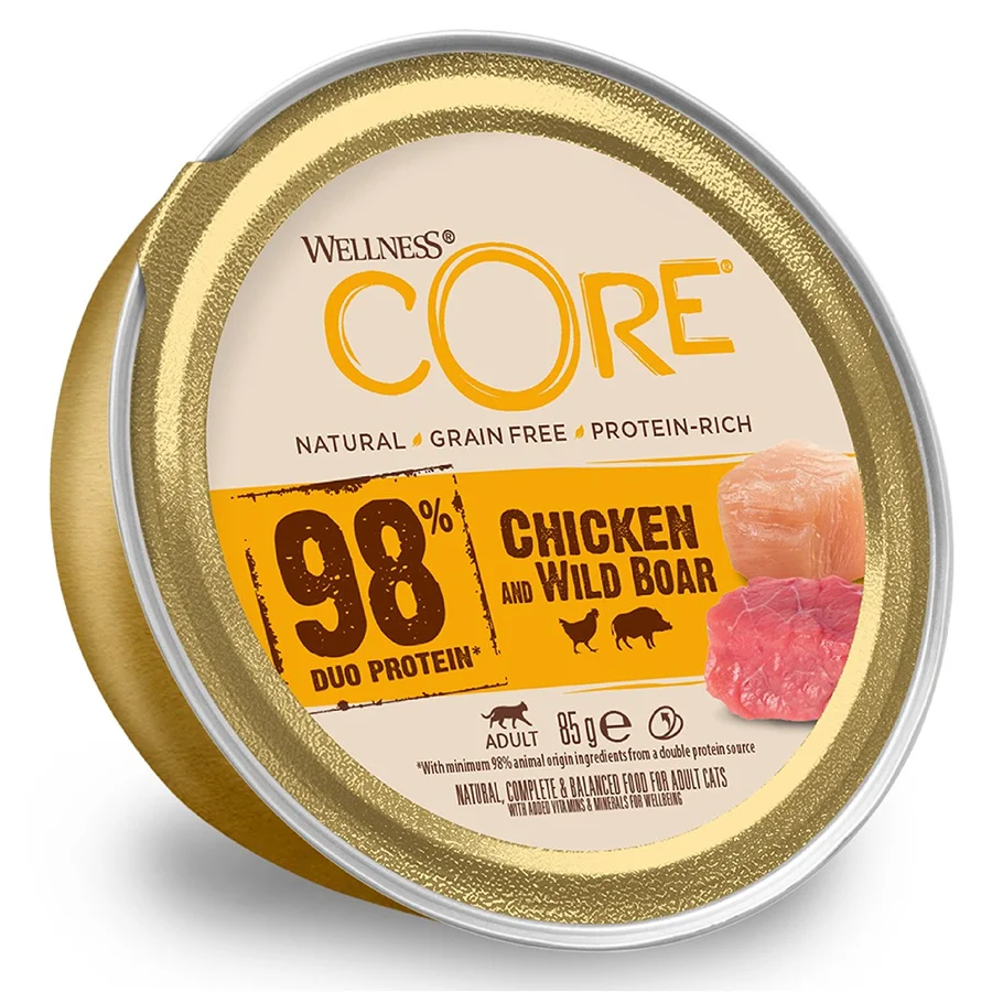 Refined Wellness Core Complete Wet Adult Cat Food Beef， Chicken Wild Boar 85g Responsible