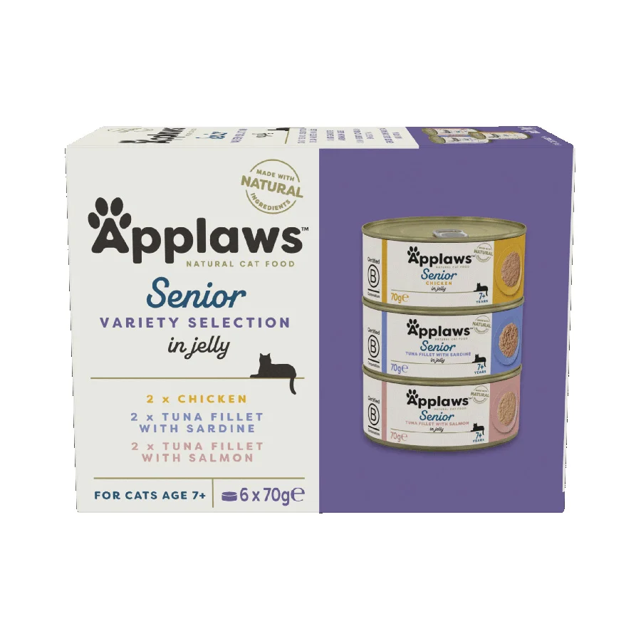 Reusable Applaws Natural Wet Cat Food Senior Variety Selection in Jelly Fine Crafted