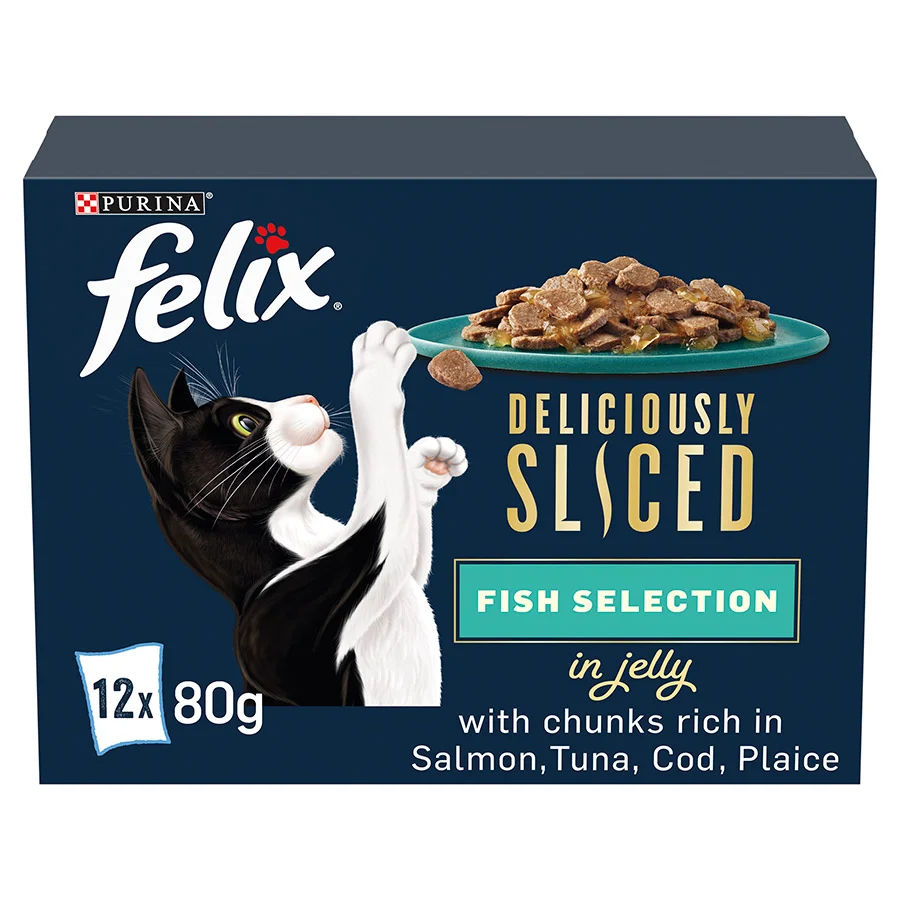High-Performance Felix Wet Adult Cat Food Ocean Selection 12x80g Trendy