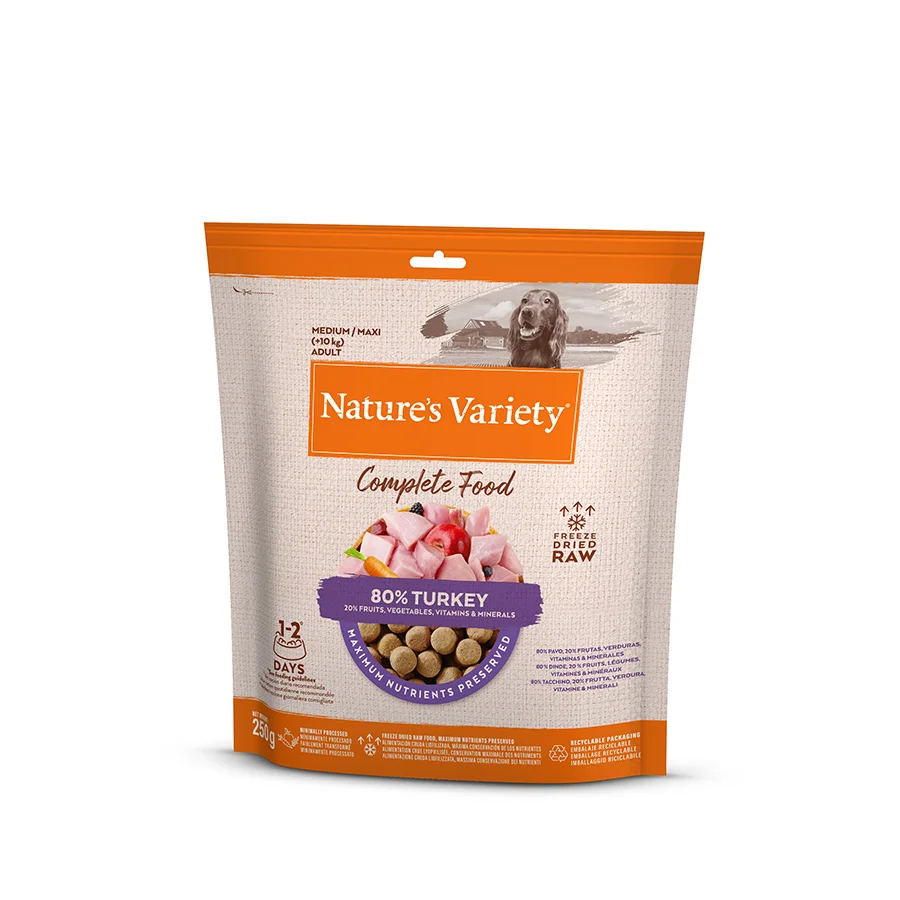 Premium Natures Variety Large Breed Adult ze Dried Dog Food Turkey 250g Sophisticated