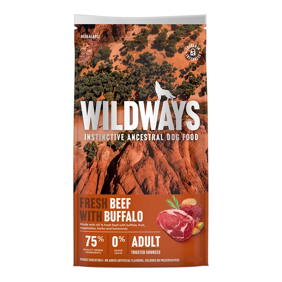Classic Wildways Dry Adult Dog Food Fresh Beef with Buffalo Vegetables World-Class