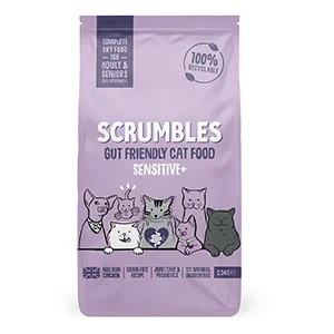 Reusable Scrumbles Sensitive Dry Adult Senior Cat Food Chicken 2.5kg Verified