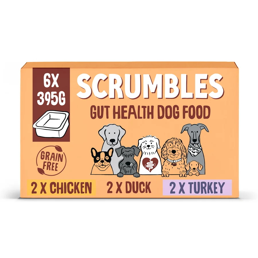 Professional Scrumbles Complete Grain Natural Wet Adult Dog Food Meat Selection 6 x 395g Recyclable