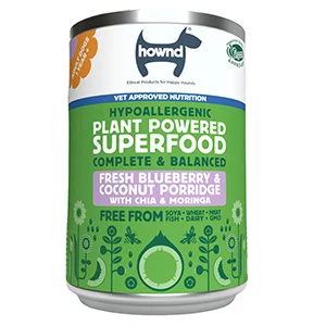 Prestigious HOWND Plant Based Fresh Blueberry Coconut Porridge Wet Adult Dog Food 6x400g Tin Fine