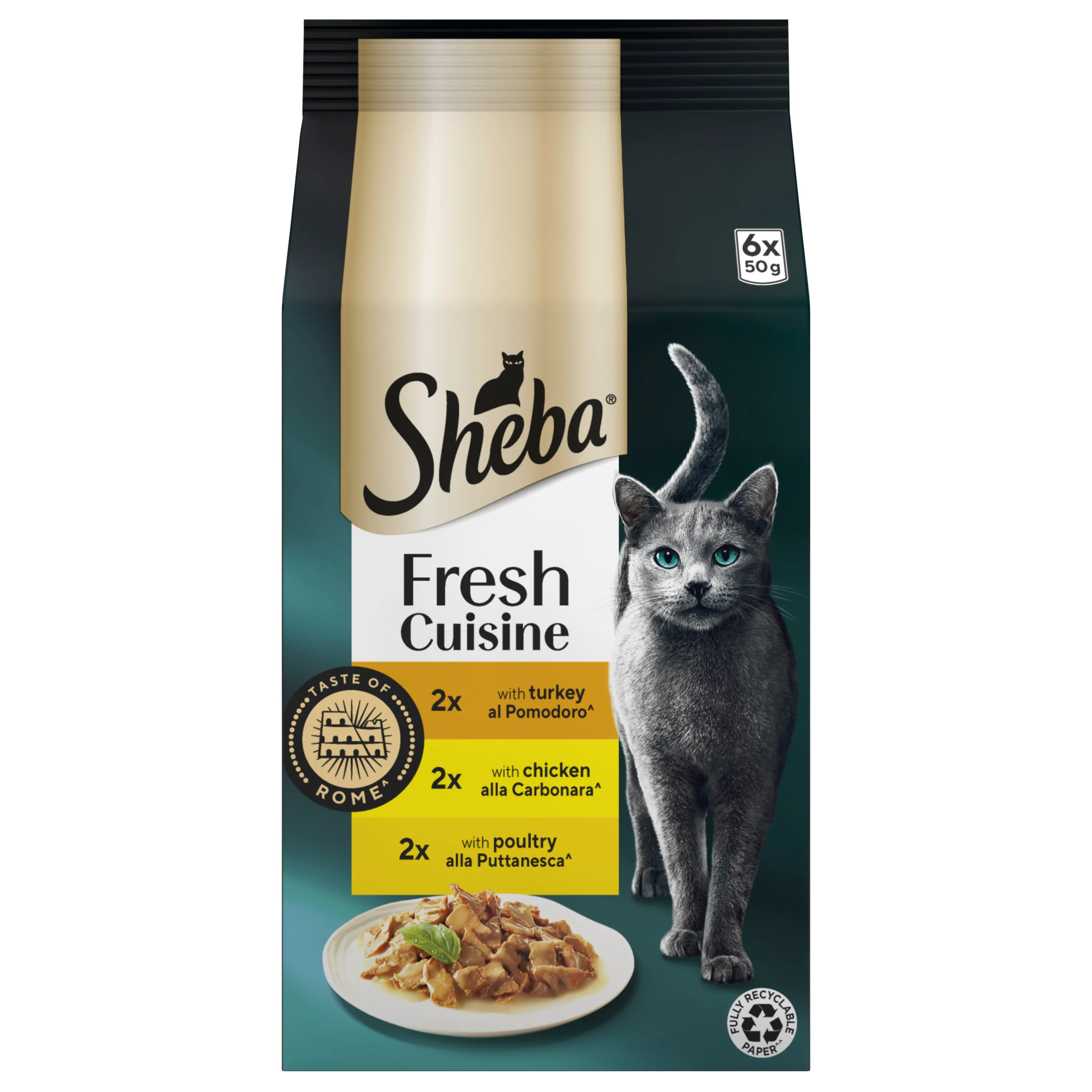 Unique Sheba Fresh Cuisine Wet Adult Cat Food Taste of Rome In Jelly Sustainable