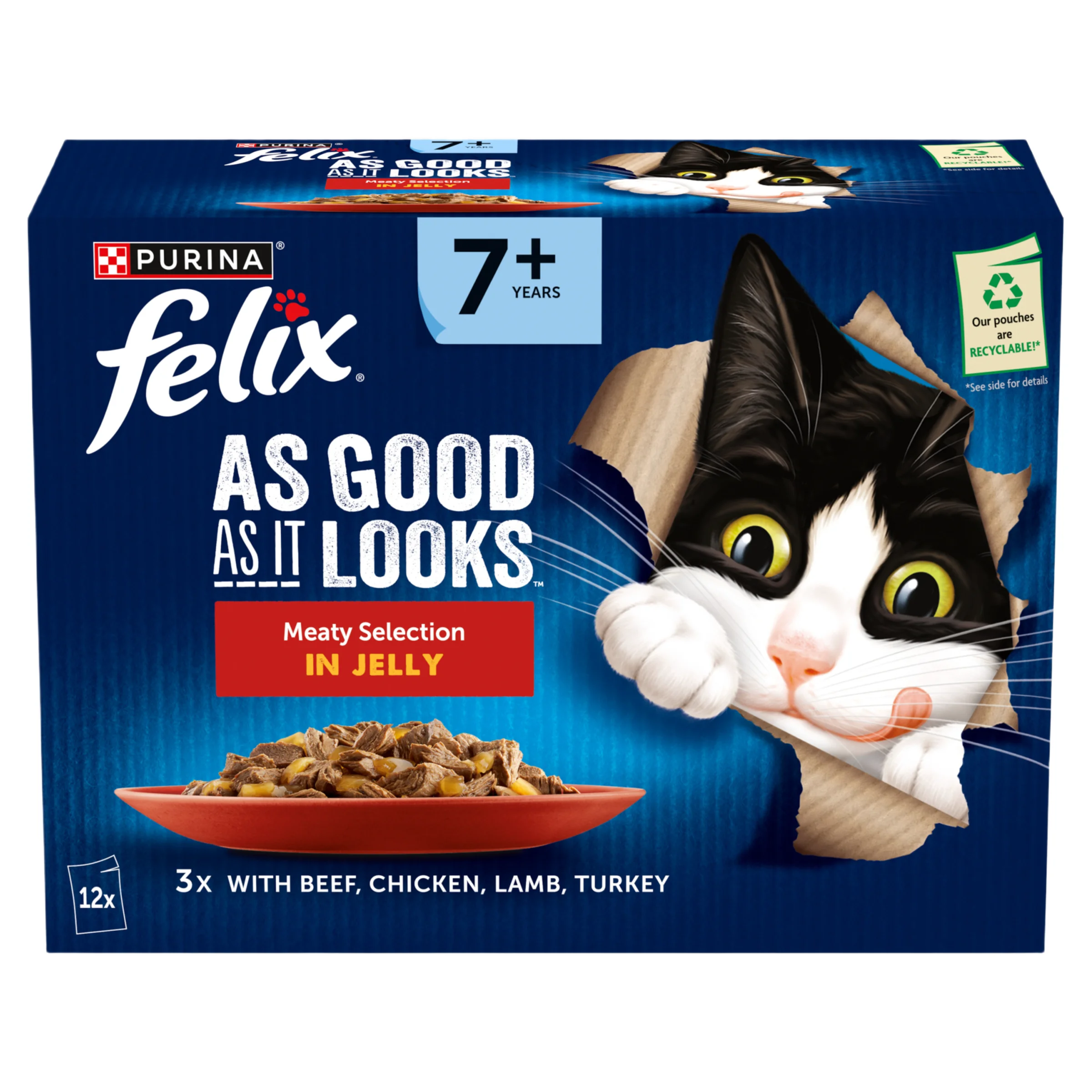 Organic Felix As Good As it Looks Senior Wet Cat Food Meat In Jelly Fine Crafted