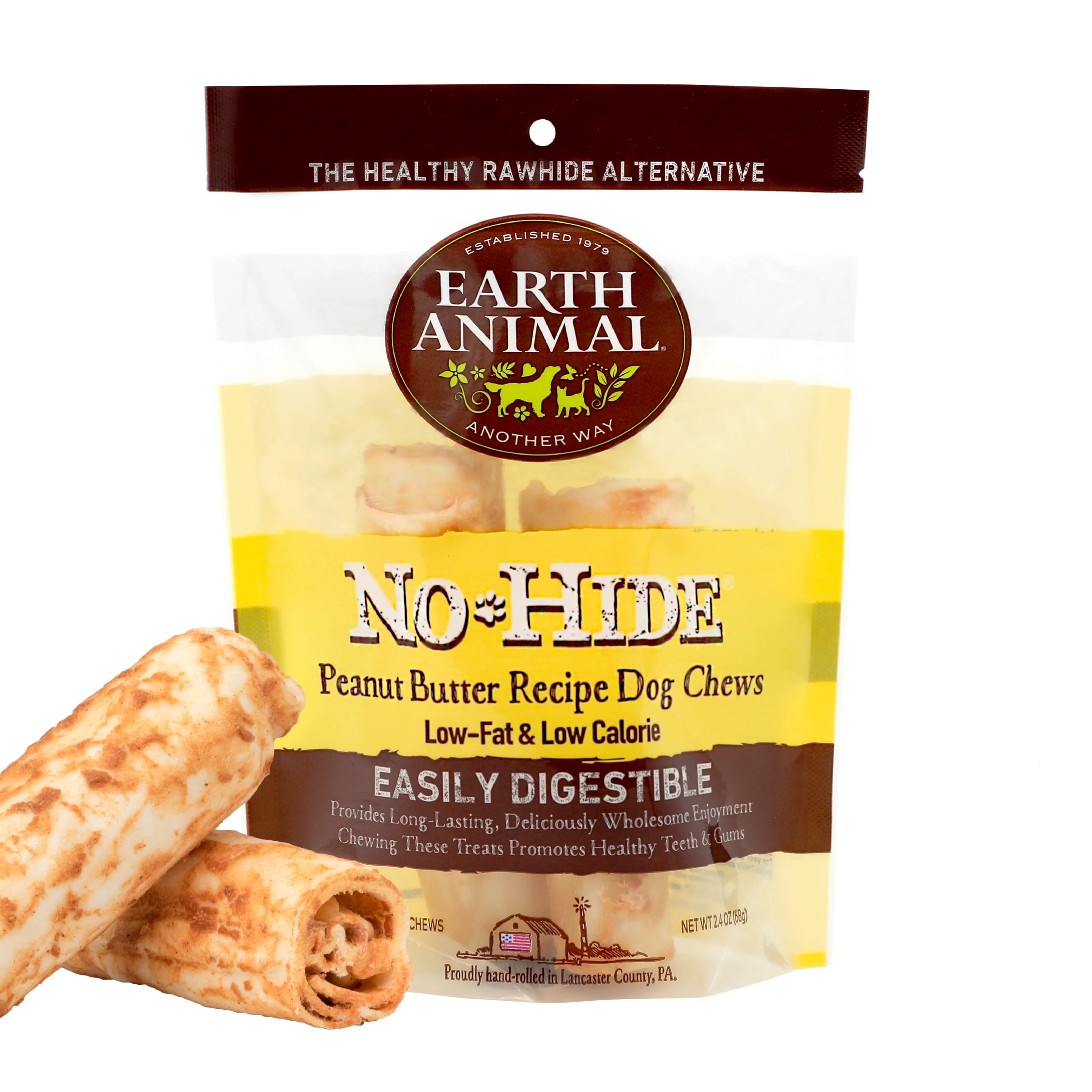 Refined Earth Animal No-Hide Dog Treat Chews Peanut Butter Small x2 68g Stylish