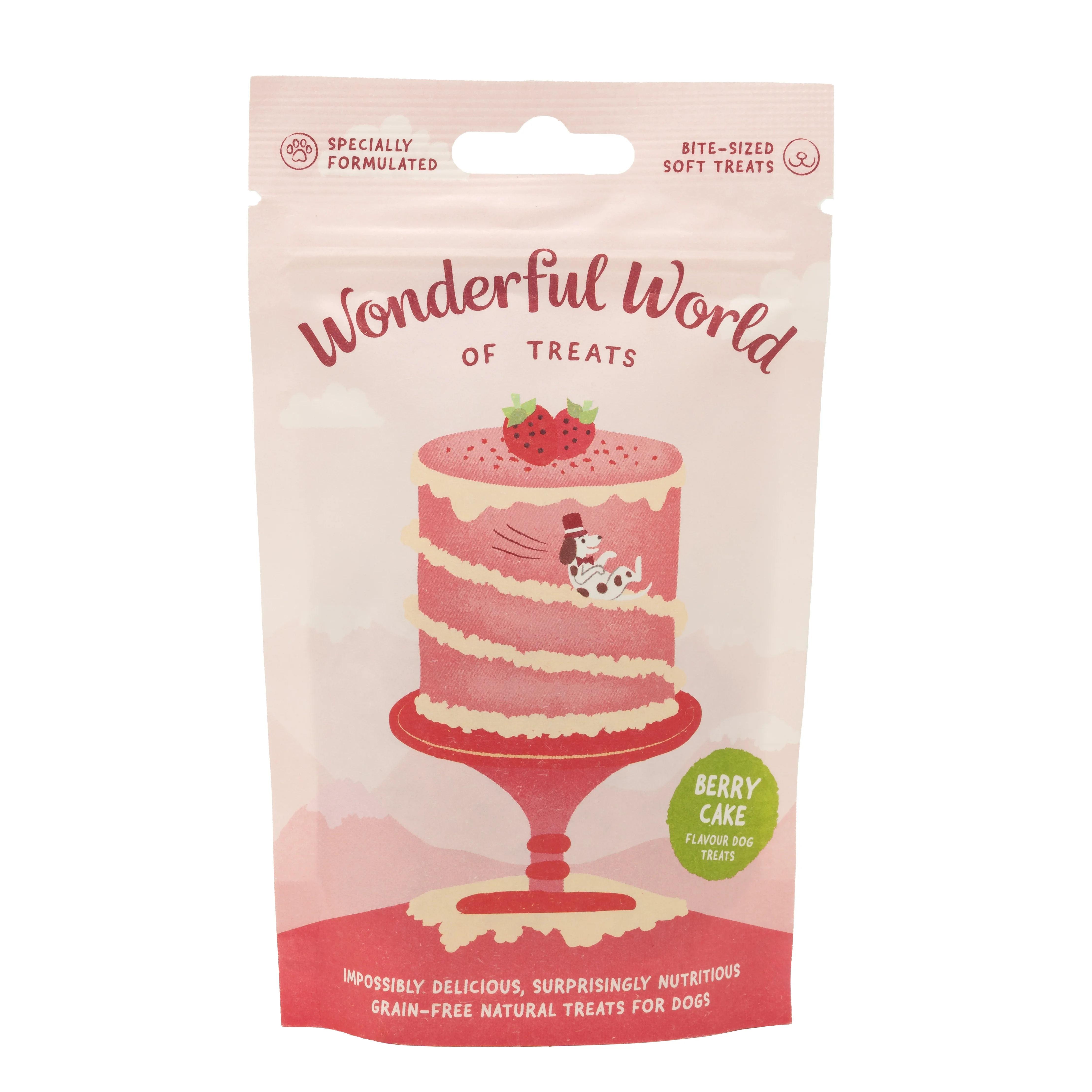 Original Design Wonderful World of Treats Berry Cake Vegan Dog Training Treats 50g Breathable